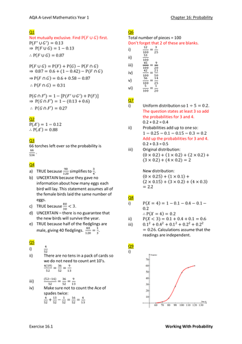 Probability (Y1) Worked Solutions (New A-Level)