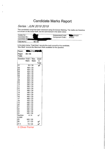 GCSE English Literature Paper 2 2019 Grade 9 For AQA