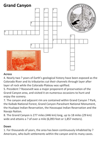 The Grand Canyon Crossword Teaching Resources
