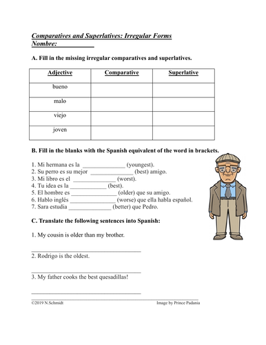 Comparatives And Superlatives Irregular Forms mayor Menor Peor 