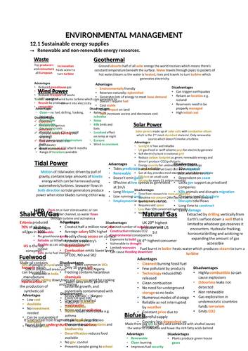 Condensed CIE Geography A Level Energy Notes
