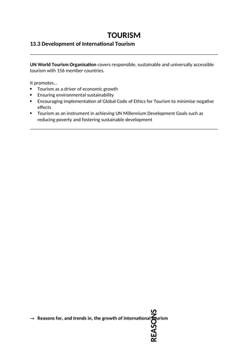 Condensed CIE Geography A Level Tourism Notes