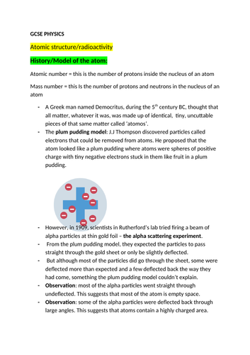 GCSE AQA Physics: Atomic Structure revision notes