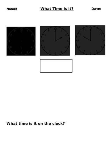 basic time oclock worksheet teaching resources