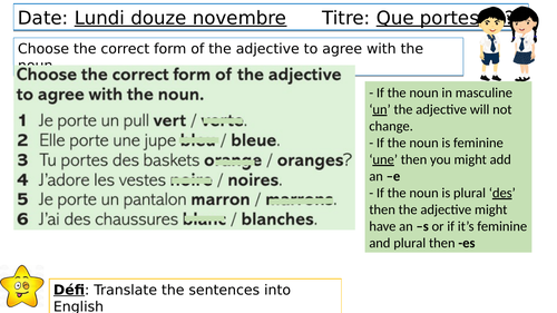 Dynamo 1 Module 2  Qu’est-ce que tu portes?