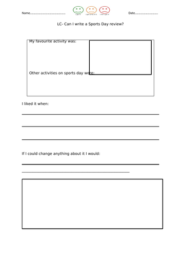 Review sheet for sports day