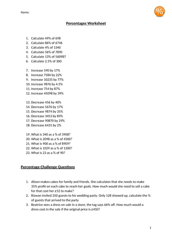 GCSE Maths: Percentages (Grade 3 Onwards)