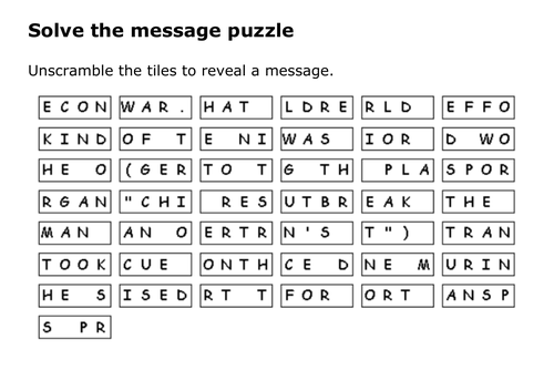 Solve the message puzzle about the Kindertransport