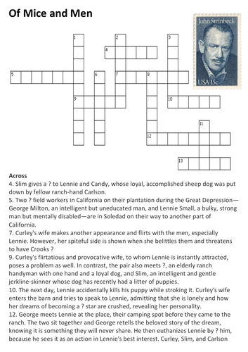 Of Mice and Men Crossword