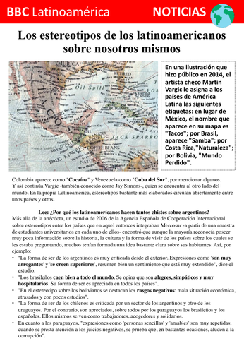 Spanish KS5 - Los estereotipos latinoamericanos (booklet of activities)