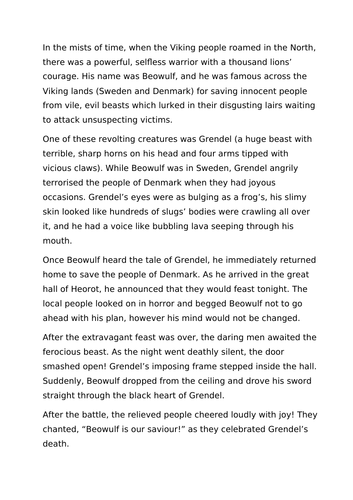 Beowulf Short Story