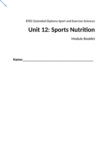 Unit 12 Sports Nutrition - my entire unit plans
