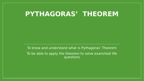 Pythagoras' theorem - Lesson 1