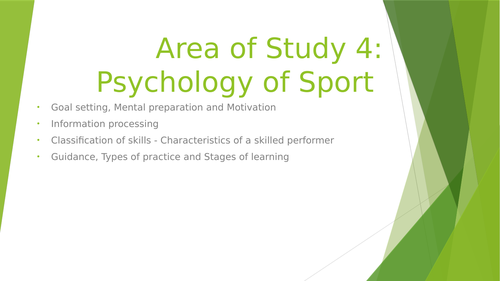 WJEC GCSE Area of Study 4 Psychology of Sport