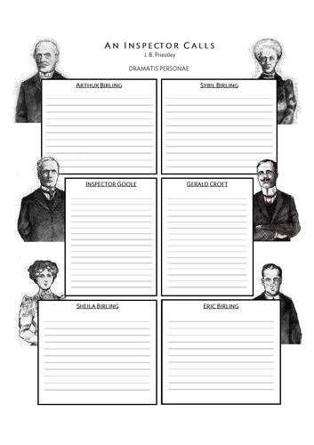 An Inspector Calls Character Work Sheets