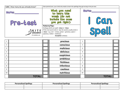 Free 5 Week Sample: I Can Spell Y5&6