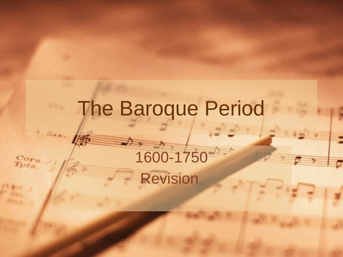 GCSE Music: Baroque Period Characteristics Revision Guide with listening questions.