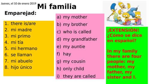Mi Familia - My Family - Spanish - KS3