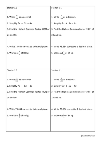 1-5 GCSE Foundations starter pack sample