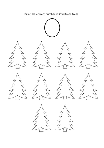 Paint the correct number of Christmas trees