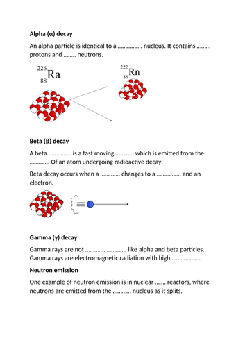 Types of radiation worksheet