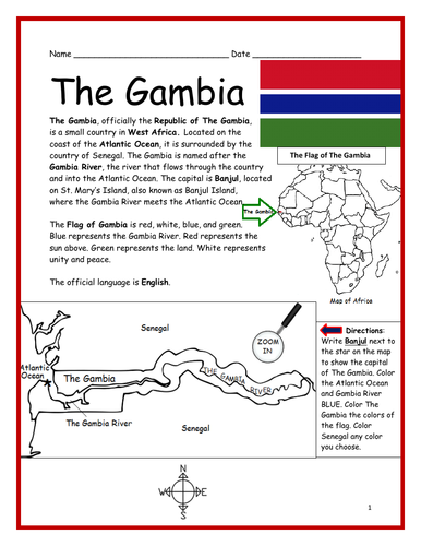 THE GAMBIA - Introductory Geography Worksheet