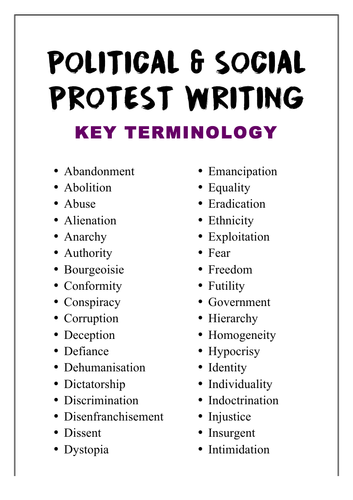 Protest Writing: Key Terminology (AQA)