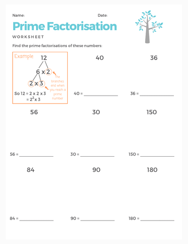 Prime Factorisation Worksheet | Teaching Resources