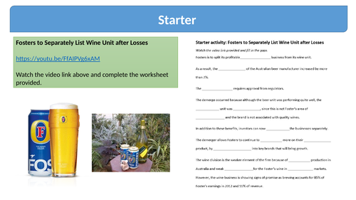 Economics: Demergers  (NEW SPEC) - Edexcel