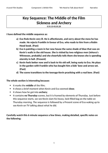 Guided analysis and essay question on the middle sequence of WNTTAK when he gets sick.
