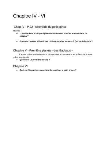 Le Petit Prince ( Resources) for IB French B  / Ressources pour Le Petit Prince  IB Francais B