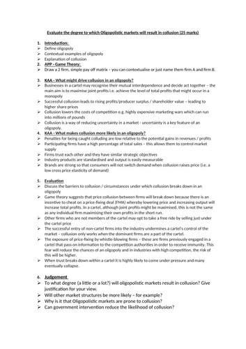 Economics: Oligopolies (NEW SPEC) - Edexcel