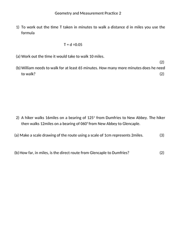 N4 Apps of Maths  G&M assessment practice