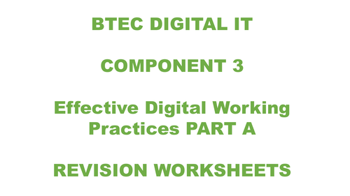 BTEC DIT Component 3 -  PART A Revision Book