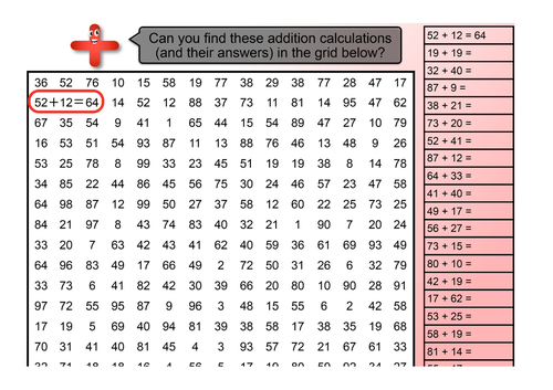 KS1/KS2 - Mathematics - Addition Grid Game - Worksheet/Activity - Homework