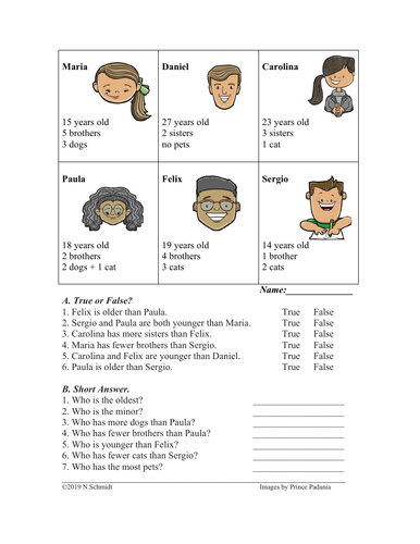 English Comparatives & Superlatives Worksheet / Partner Activity (ESL /EFL/ ELL)