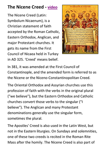 The Nicene Creed Handout