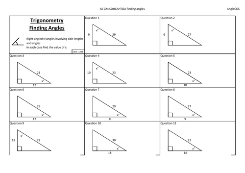 SOHCAHTOA Finding angles