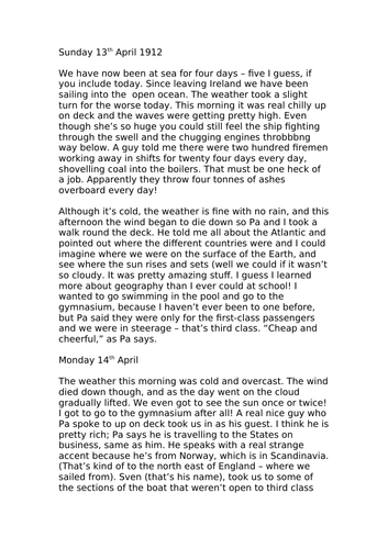KS2 KS3 Writing resources on the Titanic