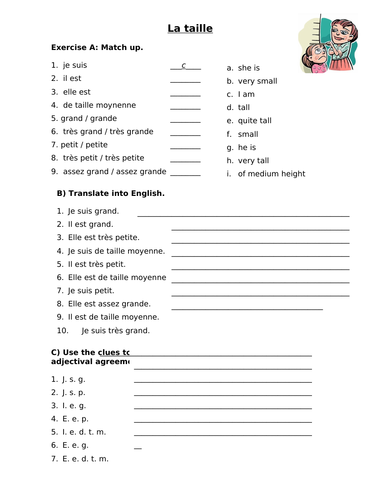 French height worksheet