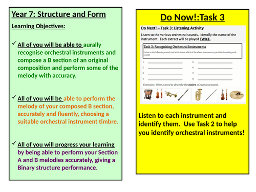 Year 7 Unit of Work - Form & Structure