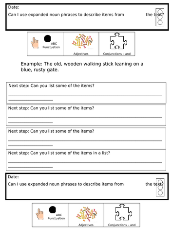 Grandad's island noun phrases - differentiated ks1/year 2