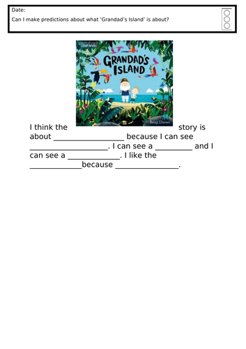 Grandad's island story prediction  - differentiated ks1/year 2