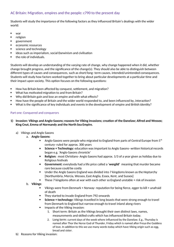 AC Britain: Migration, empires and the people: c790 to the present day