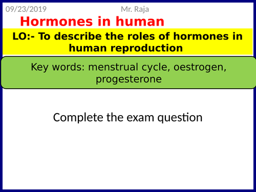 GCSE - Year 11 - The Menstrual Cycle