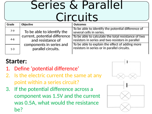 NEW AQA GCSE (2016) Physics  - Series & Parallel Circuits