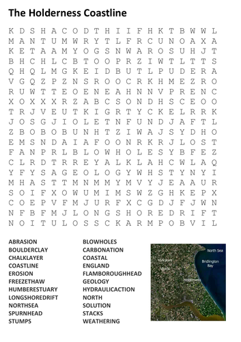 The Holderness Coastline Word Search