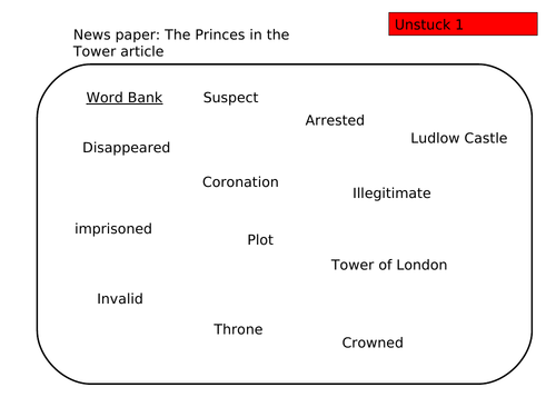 Differentiated Princes in the tower 'unstuck' sheets