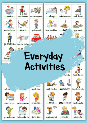 Everyday Activities Flashcards | Daily Routine Vocabulary Cards | ESL Printable PDF