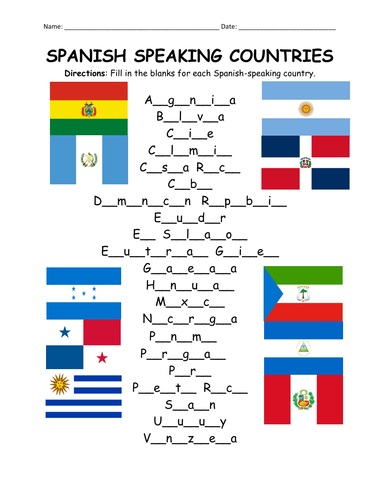 SPANISH-SPEAKING COUNTRIES - Fill in the Blanks